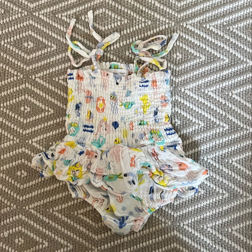 Angel Dear Muslin Smocked Bubble with Skirt - Sea U Mermaids (6-12 months)